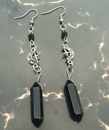 Goth Mysterious Crystal Earrings - Earrings