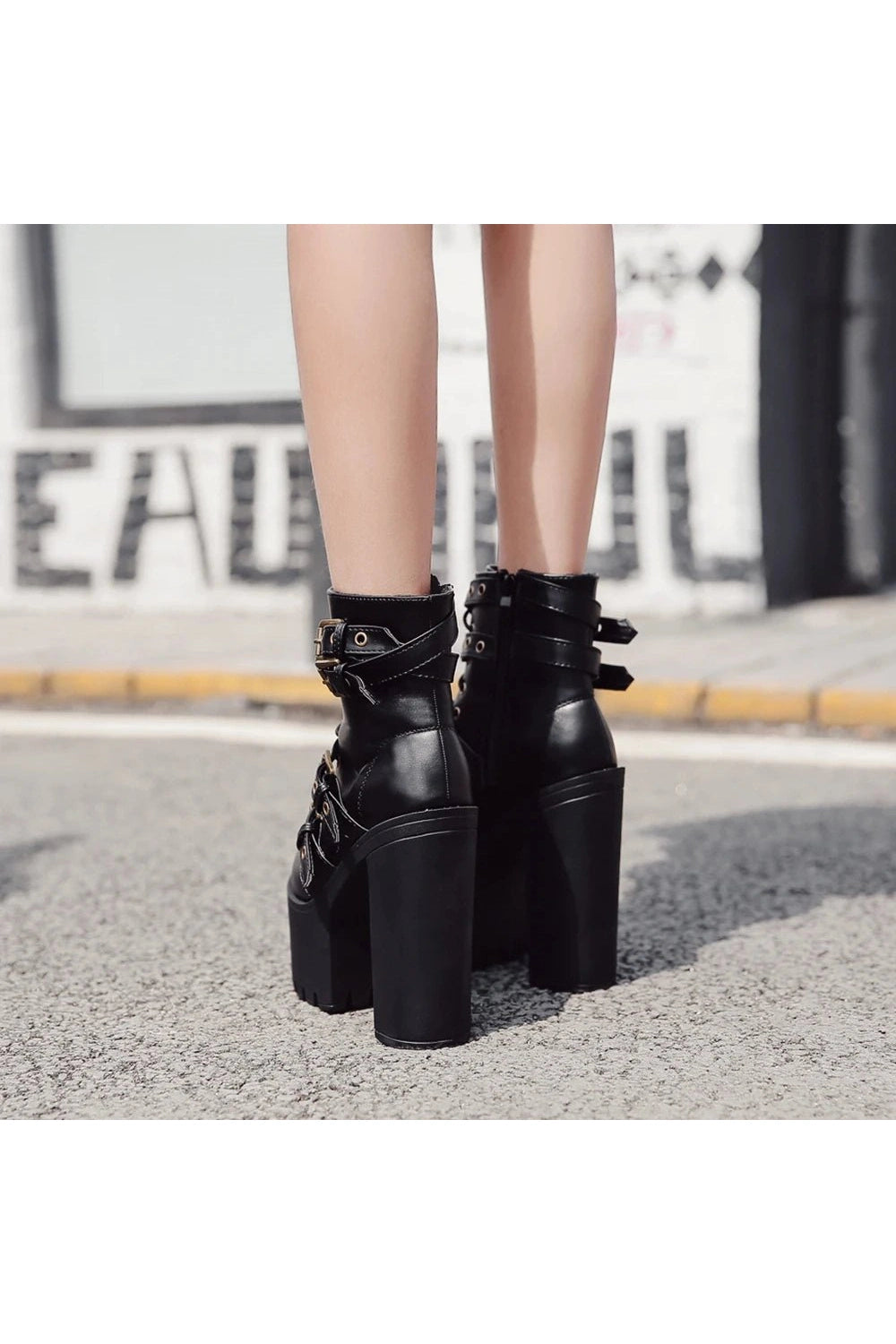 Alt Goth Platform Round Boots Shoptery