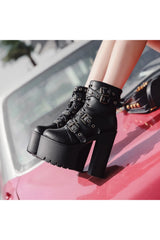 Alt Goth Platform Round Boots Shoptery