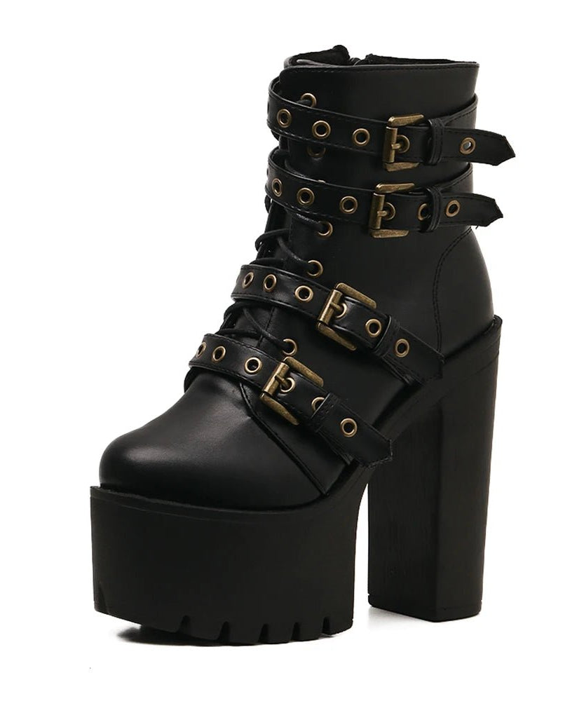 Goth Platform Round Toe Women's Boots -