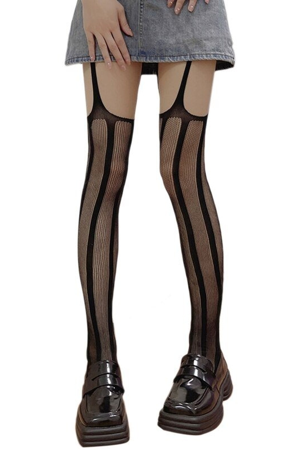 Goth Punk Black Silky Pantyhose Tights - Fishnet Tights