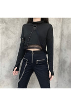 Goth Punk Hooded T-shirt BLACK Shoptery