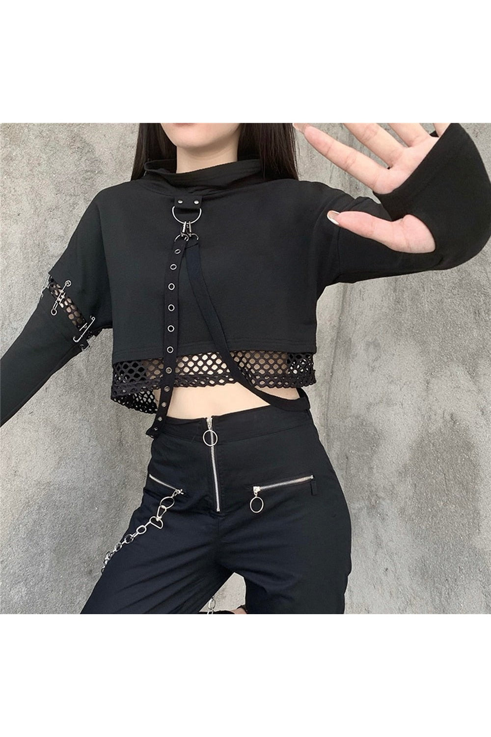 Goth Punk Hooded T-shirt Shoptery