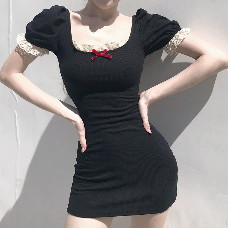GOth Short Sleeve Mini Dress - Dresses