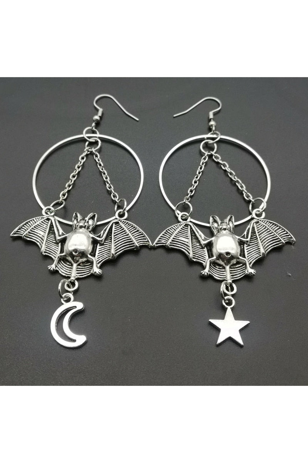 Goth Star and Bat Dangles Earrings - Earrings