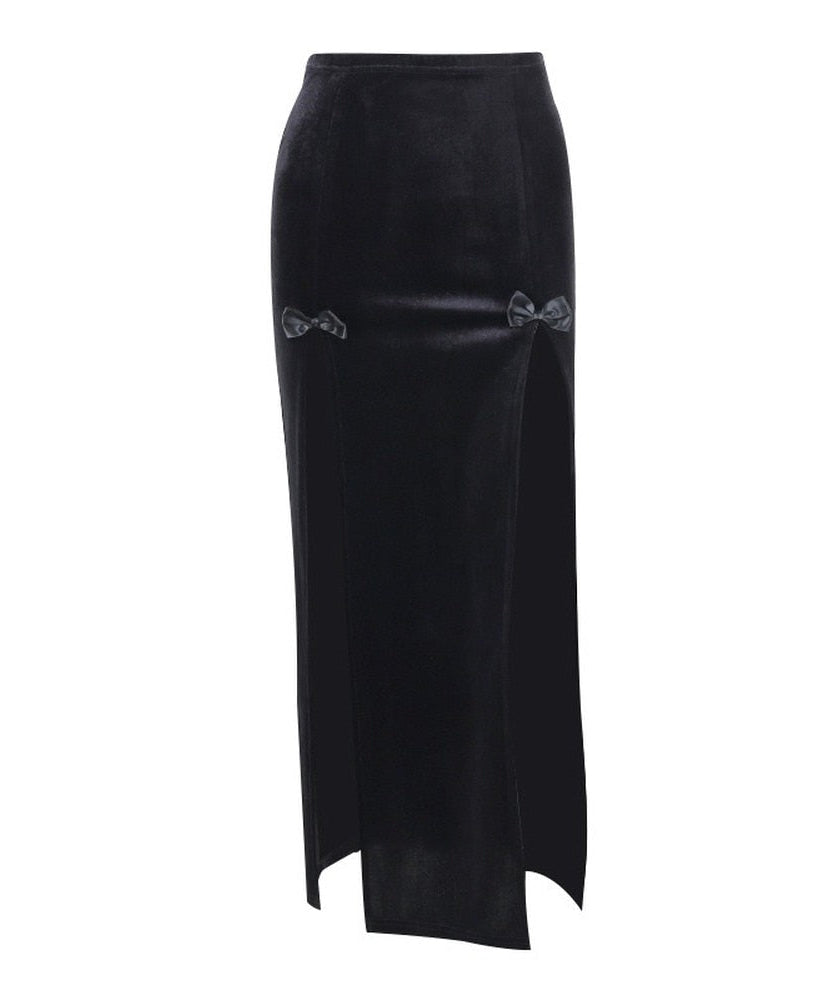 Goth Velvet Split Skirt - Skirts