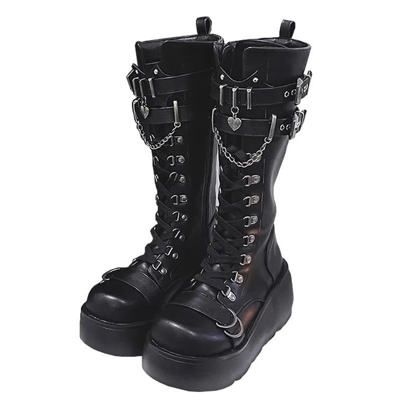 Gothic Ankle Combat Boots Women's Platform -