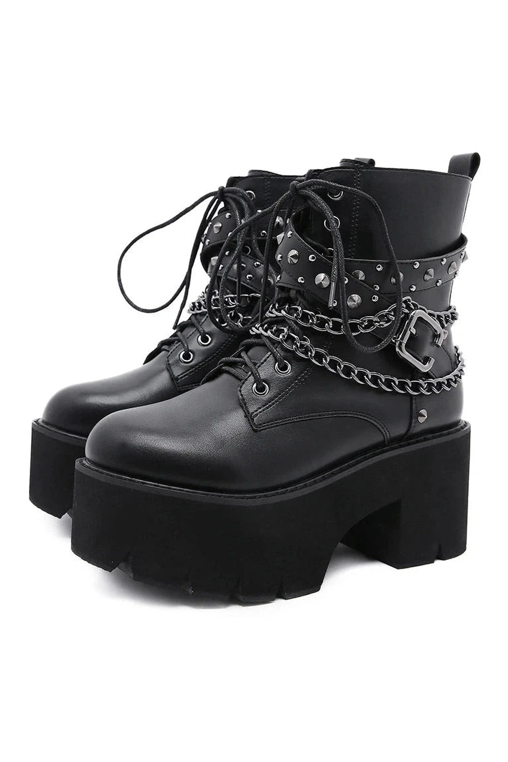 Alt Gothic Black Rivets Ankle Boots Shoptery