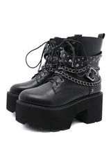 Alt Gothic Black Rivets Ankle Boots Shoptery