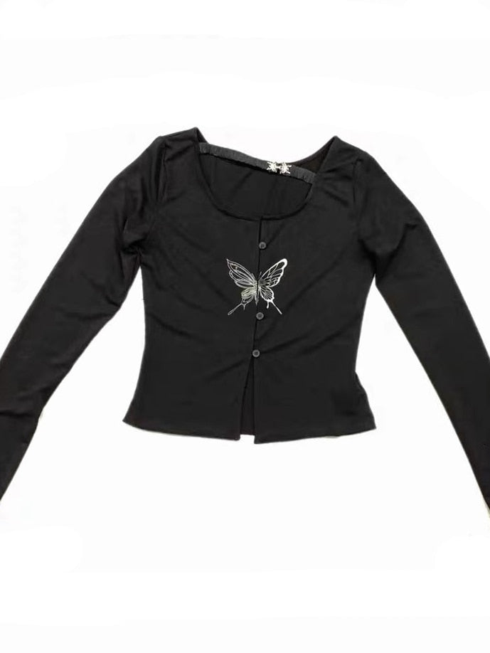 Gothic Butterfly Crop Top - Crop Tops
