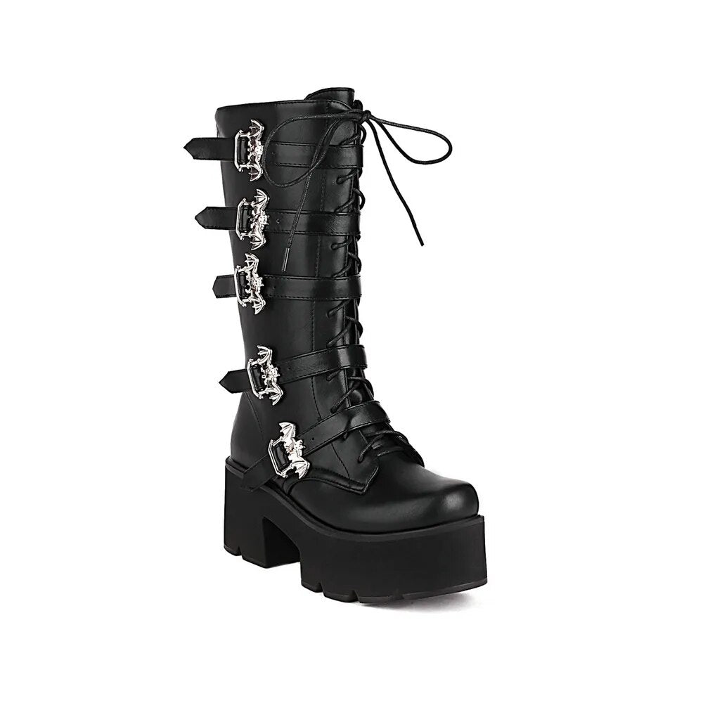 Gothic Chunky Motorcycle Boots -