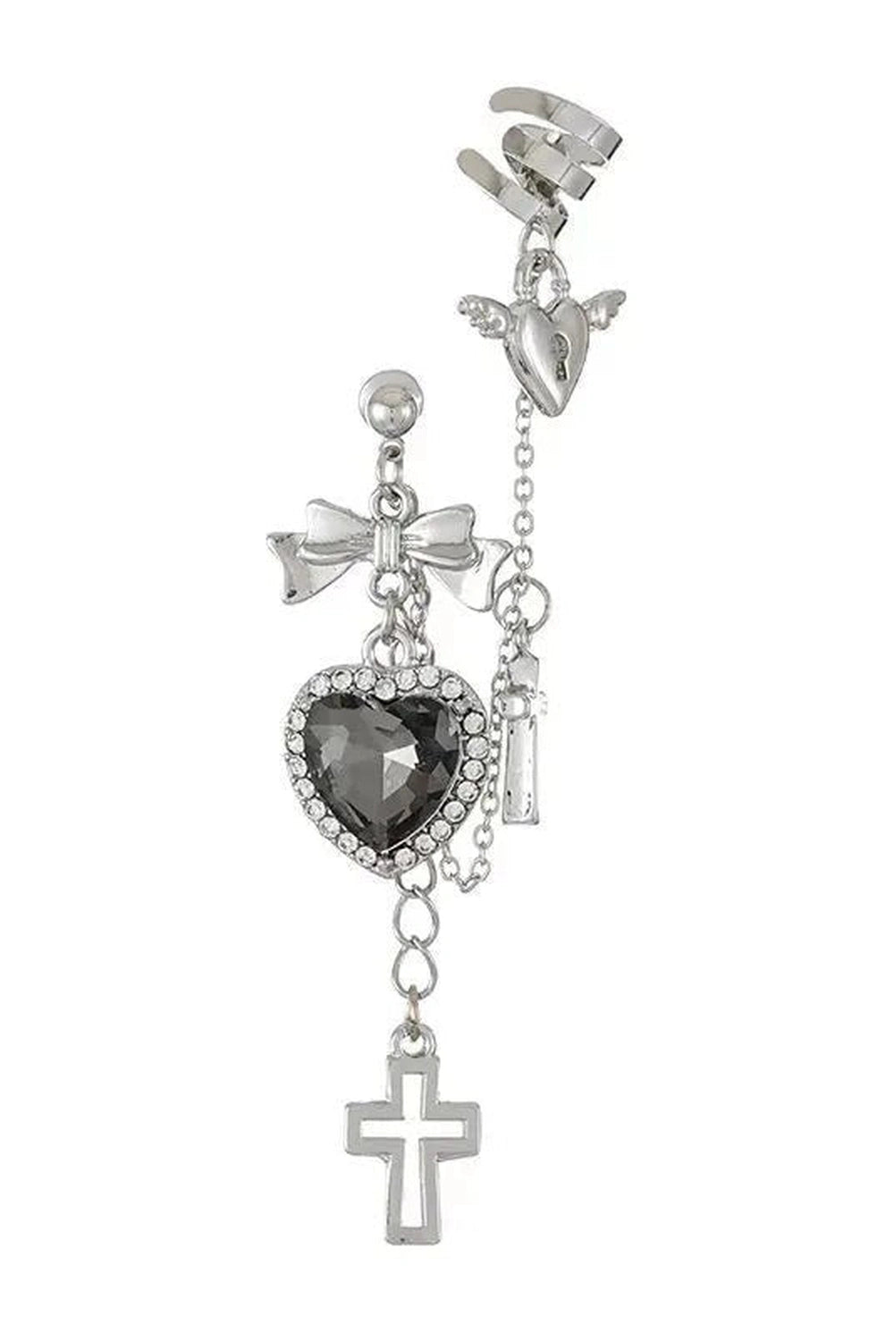 Gothic Cross Chain Ear Clips -