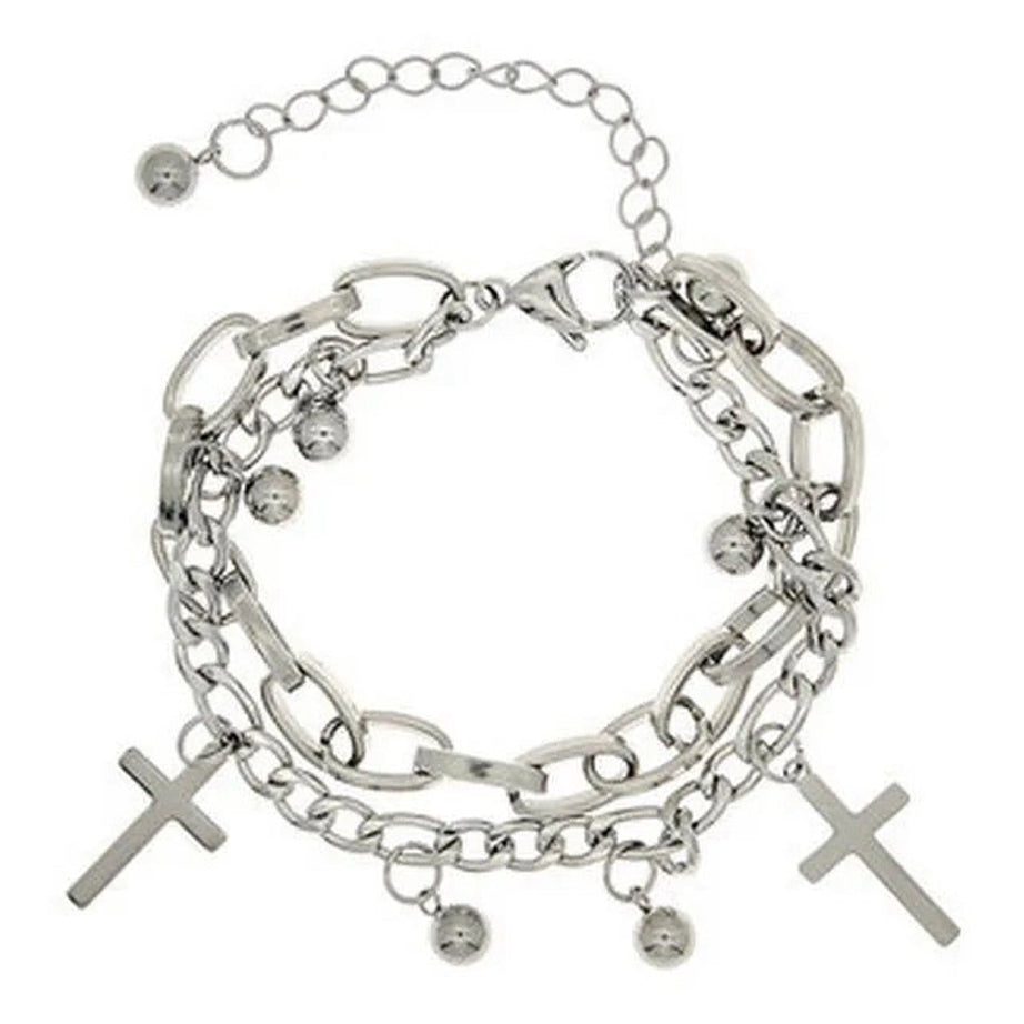 Alt Gothic Cross Charm Layered Bracelet Shoptery