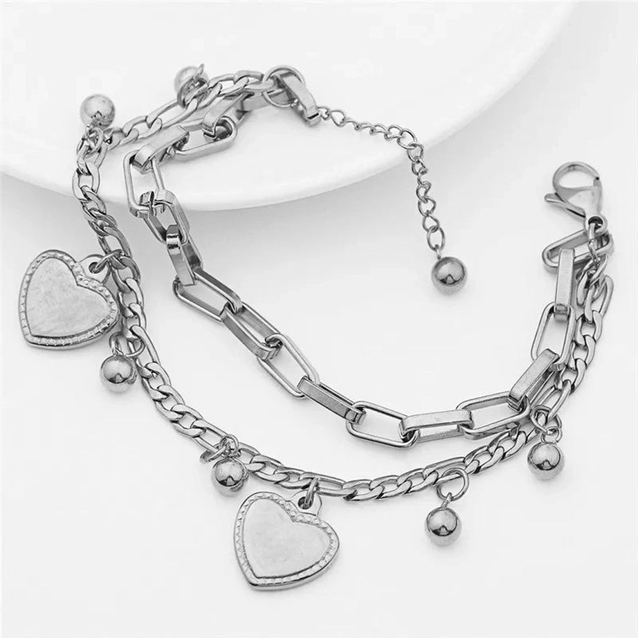 Alt Gothic Cross Charm Layered Bracelet s317 Shoptery