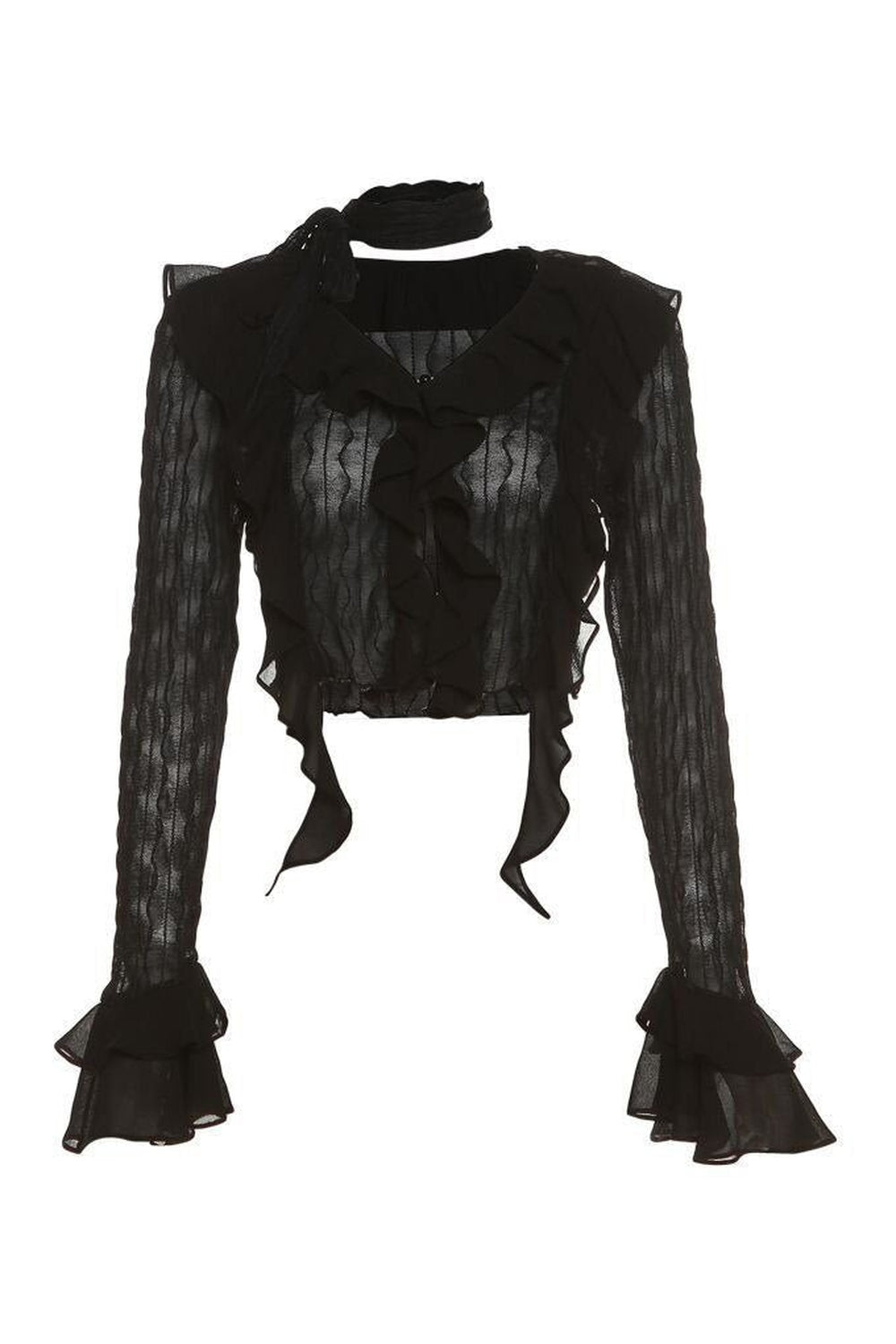 Gothic Lace Crop Top Blouse - Blouses