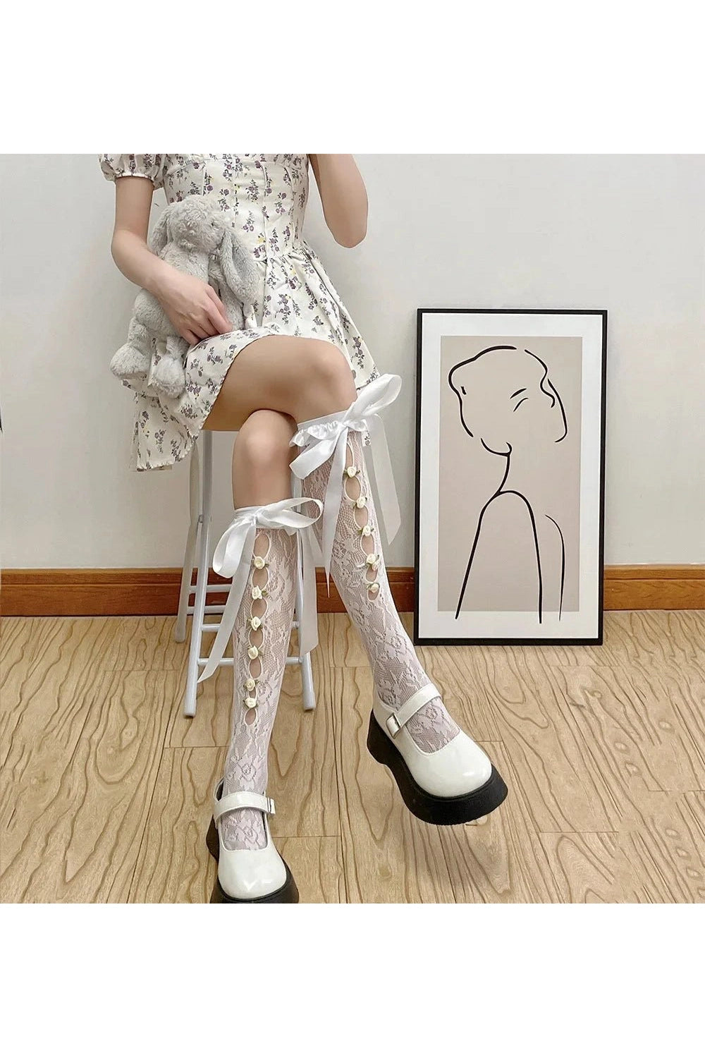 Coquette Lace Mesh Fishnet Knee Socks 8 One Size Shoptery