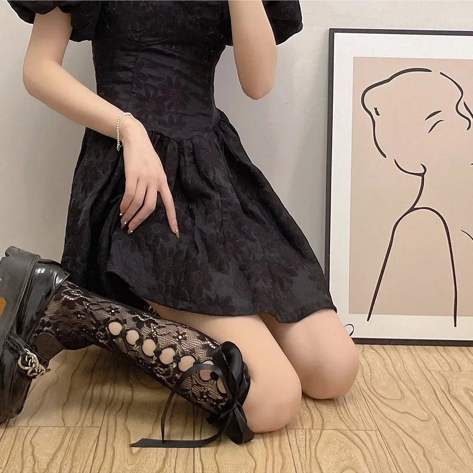 Coquette Lace Mesh Fishnet Knee Socks Shoptery