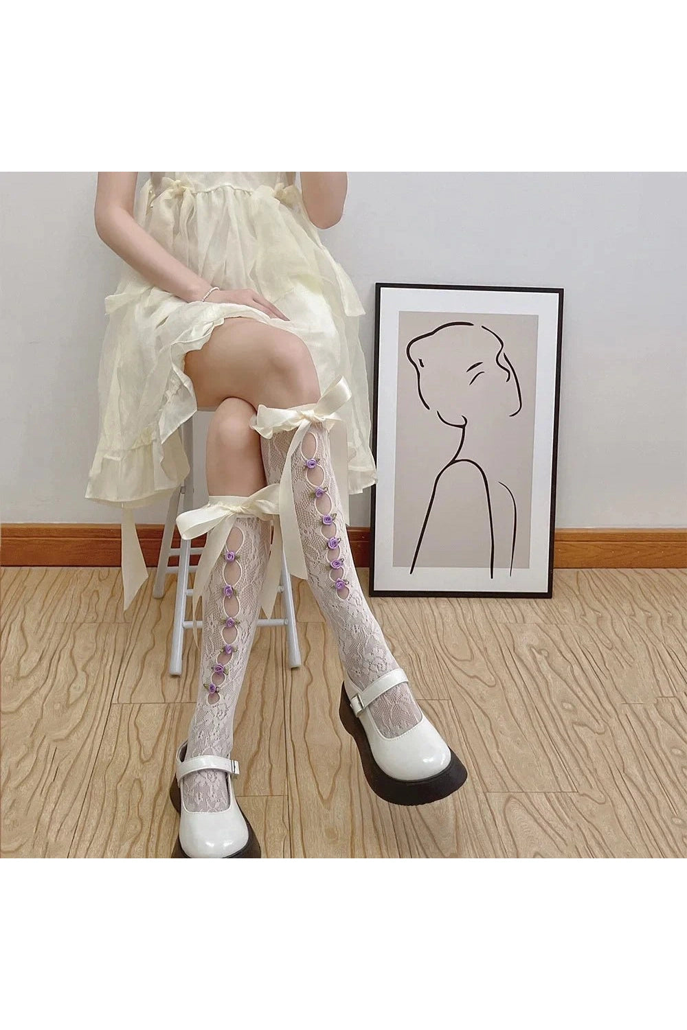 Coquette Lace Mesh Fishnet Knee Socks 7 One Size Shoptery