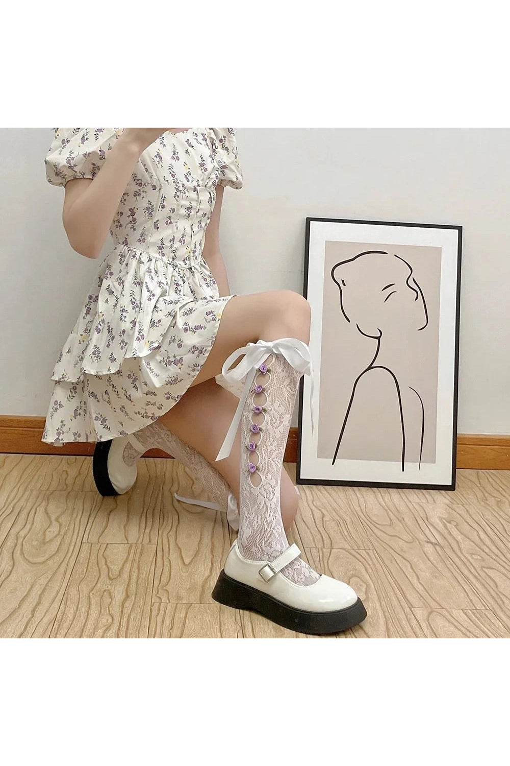 Coquette Lace Mesh Fishnet Knee Socks 4 One Size Shoptery