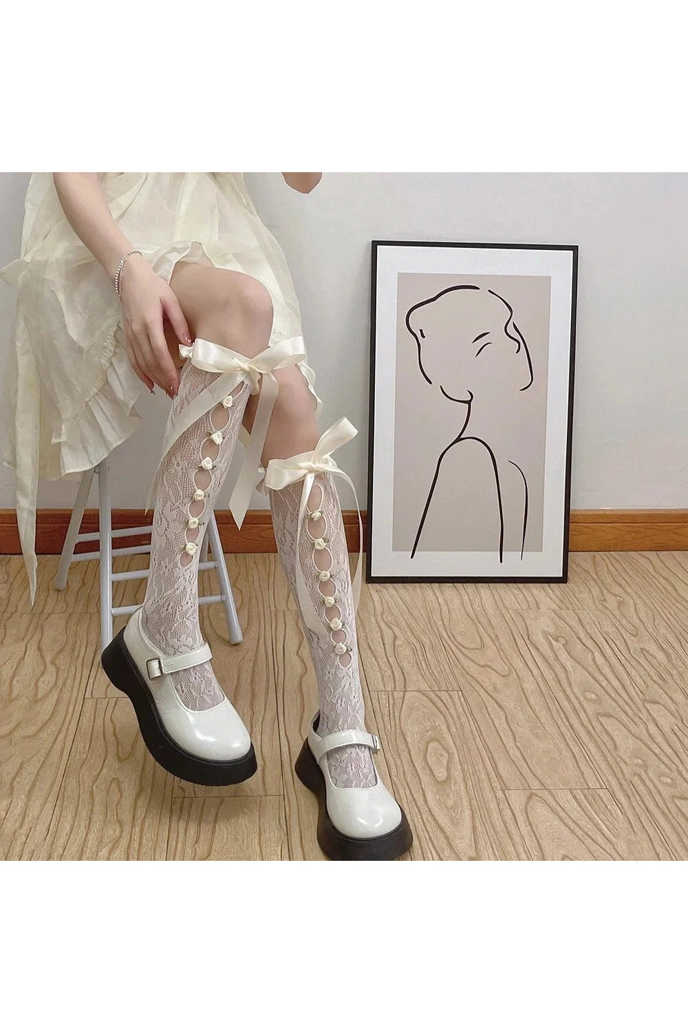 Coquette Lace Mesh Fishnet Knee Socks 6 One Size Shoptery