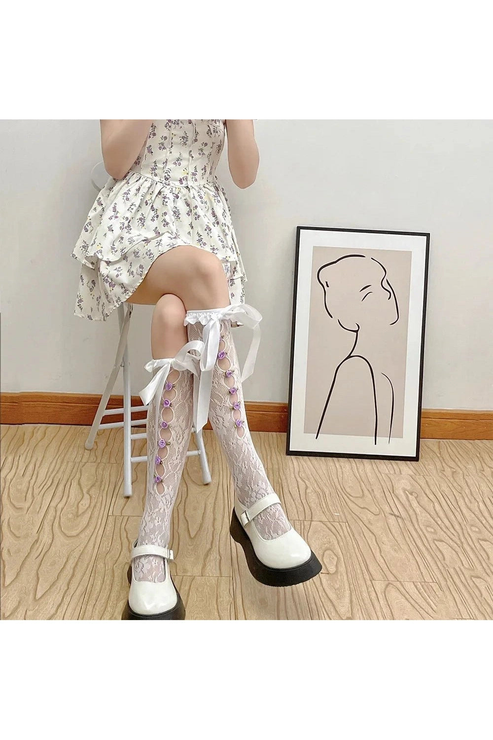 Coquette Lace Mesh Fishnet Knee Socks 9 One Size Shoptery