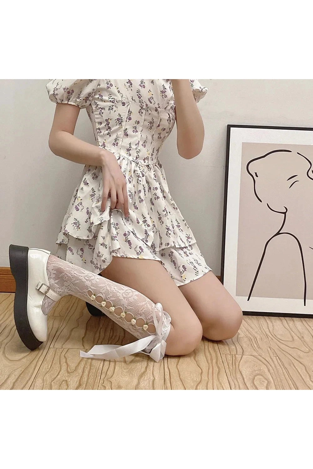 Coquette Lace Mesh Fishnet Knee Socks 3 One Size Shoptery