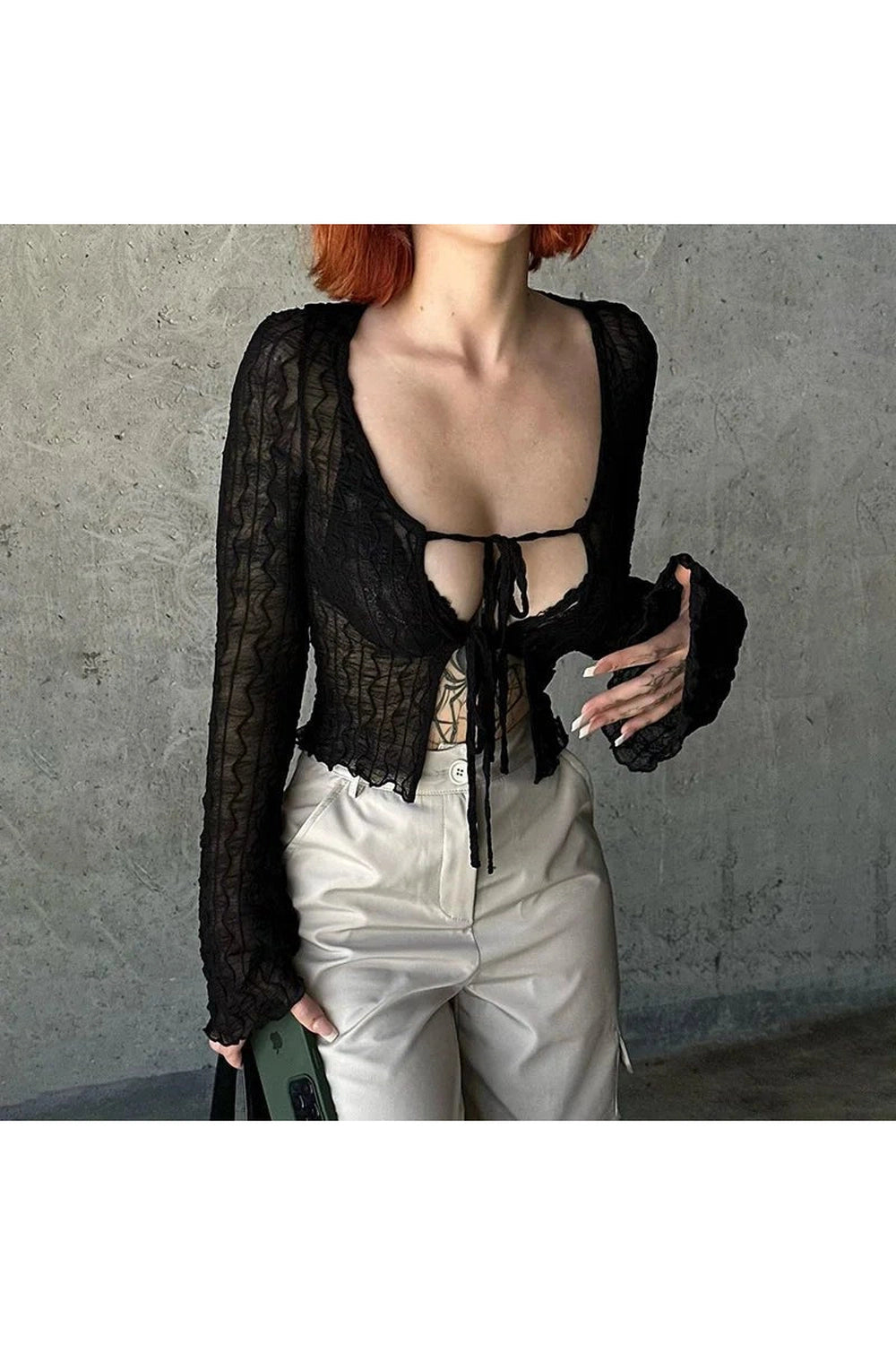 Alt Gothic Lace Up Blouse Shoptery