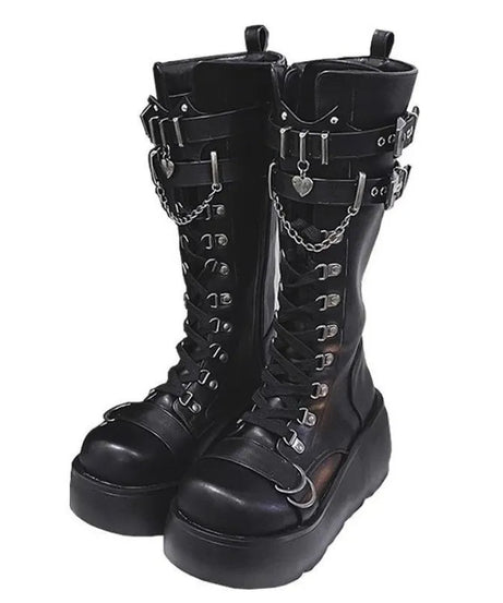 Gothic Lace-up Motorcycle Boots -