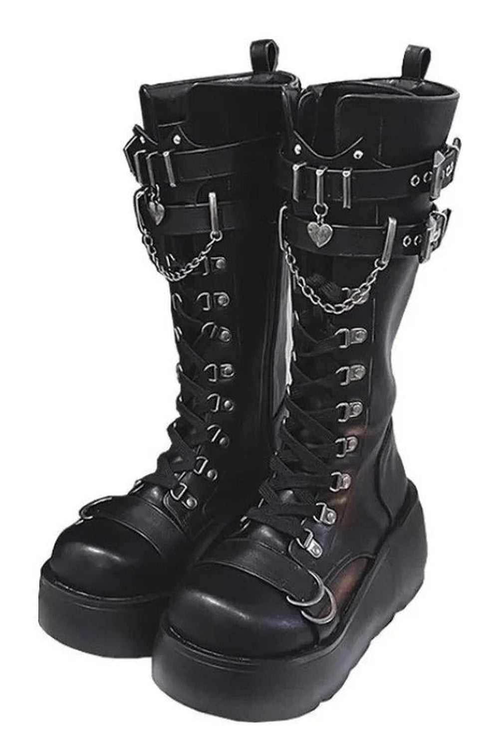 Gothic Lace-up Motorcycle Boots -