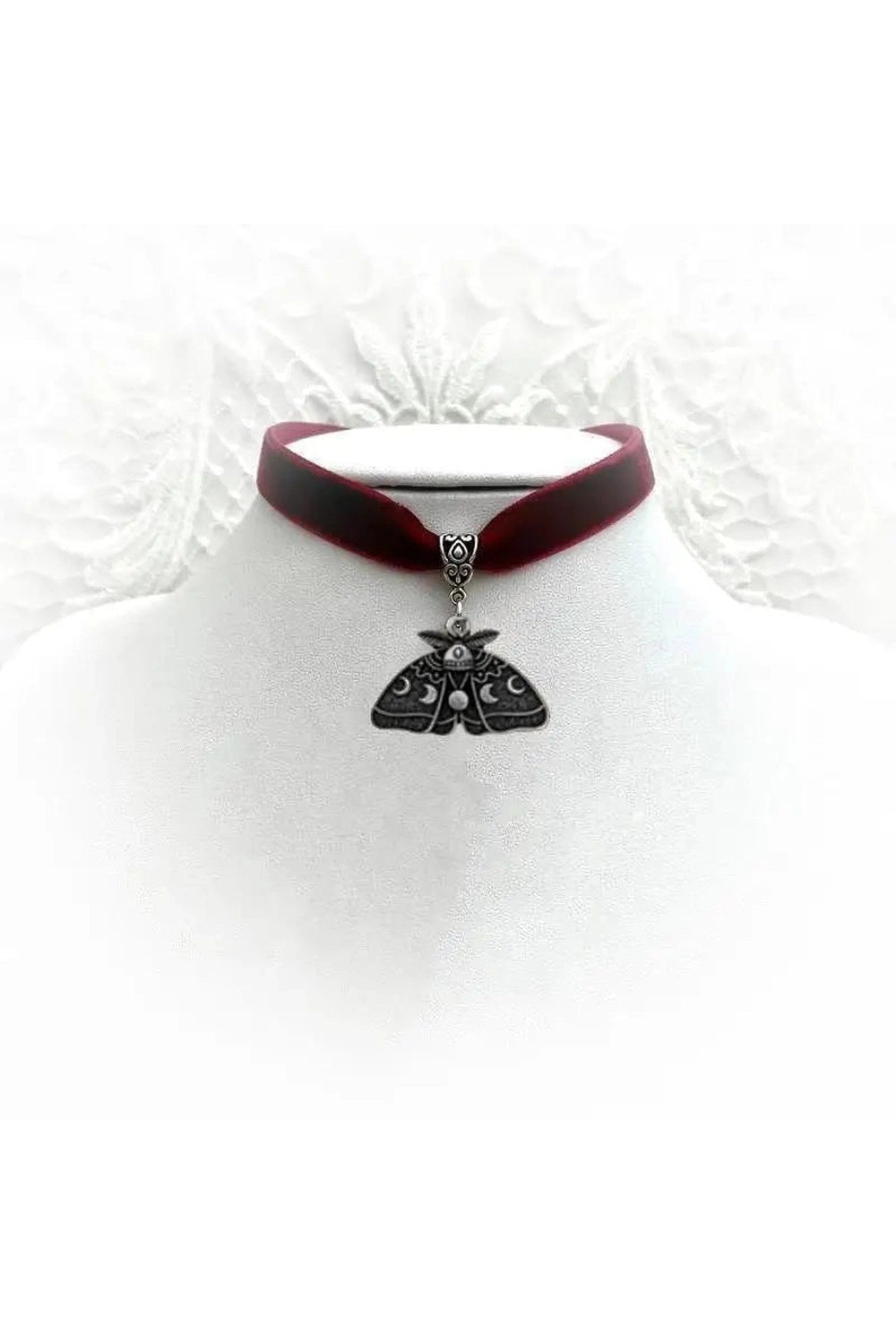Edgy Gothic Luna Moth Black Bead Necklace Shoptery
