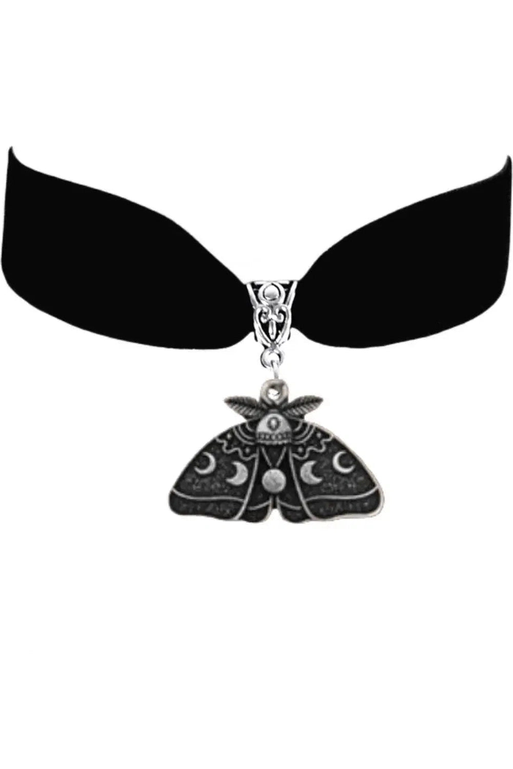 Edgy Gothic Luna Moth Black Bead Necklace Shoptery