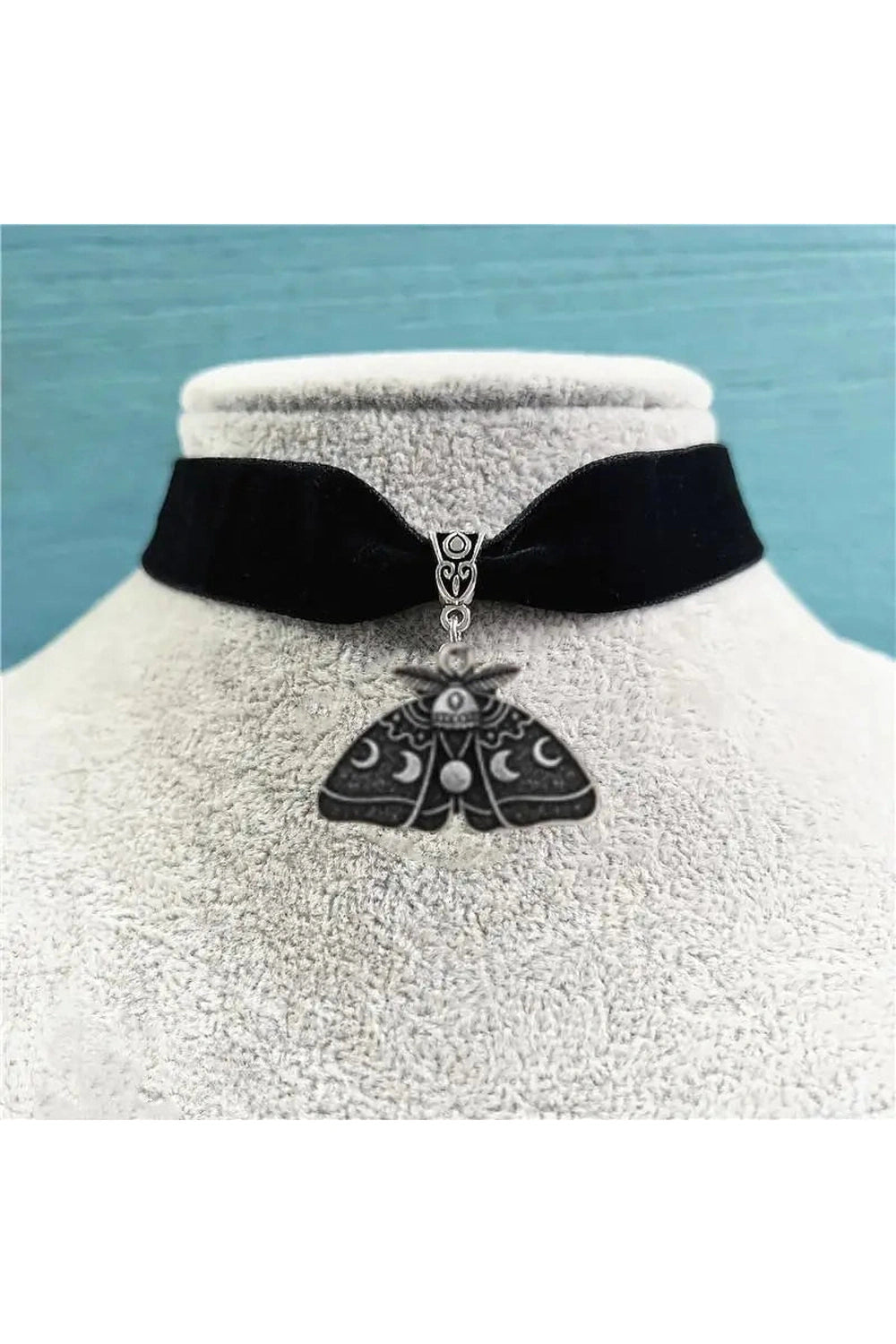 Edgy Gothic Luna Moth Black Bead Necklace B Shoptery