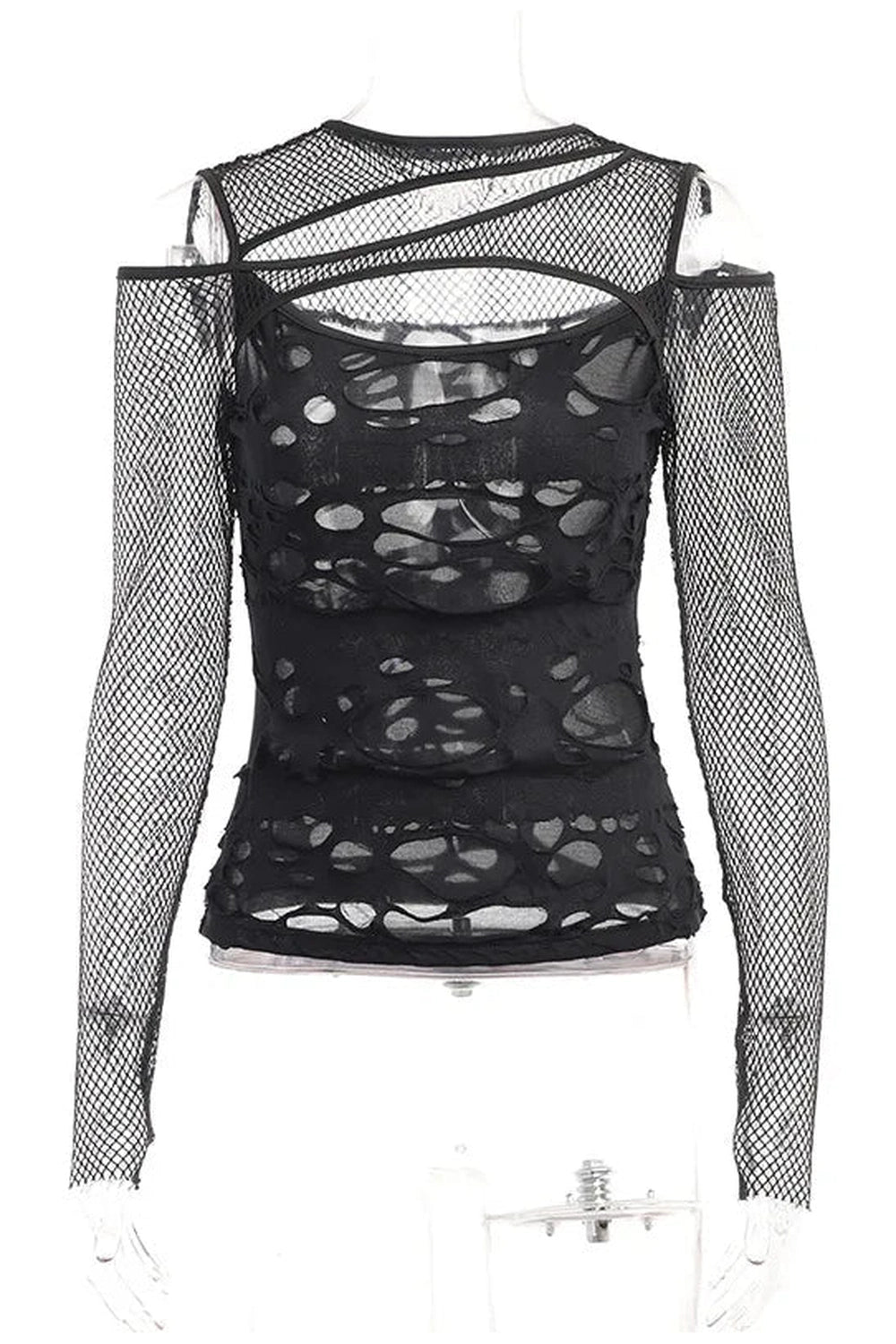 Alt Gothic Mesh Hole Fishnet Blouse black Shoptery
