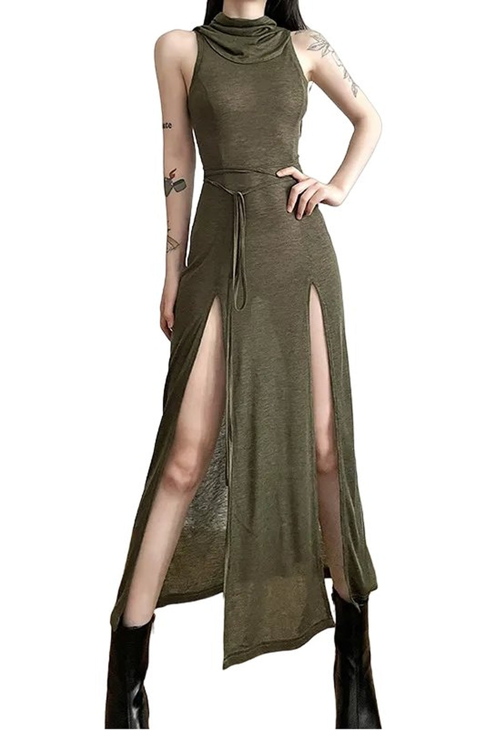 Gothic Punk Hollowed Midi Dress -