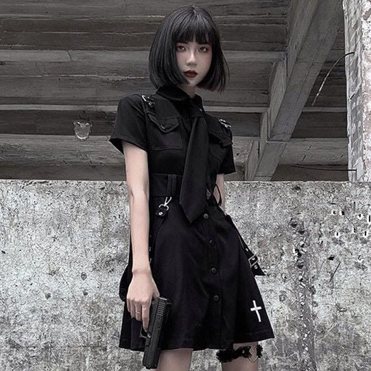 Gothic Punk Shirt Dress - Dresses