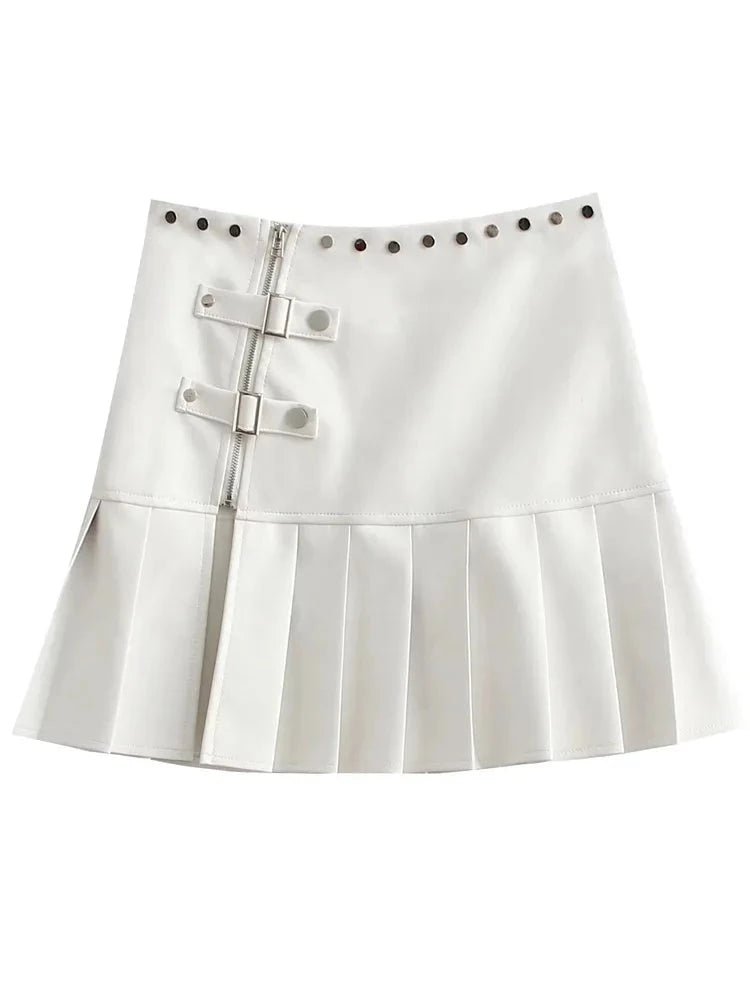 Gothic Rivet Pleated Skirt -