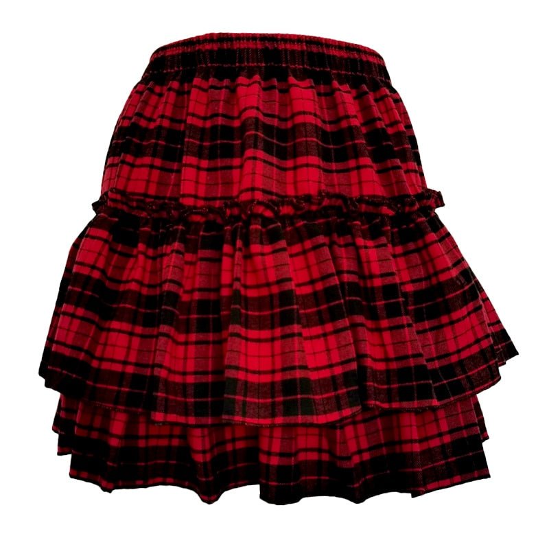 Gothic Ruffles Elastic Waist Skirts - Skirts