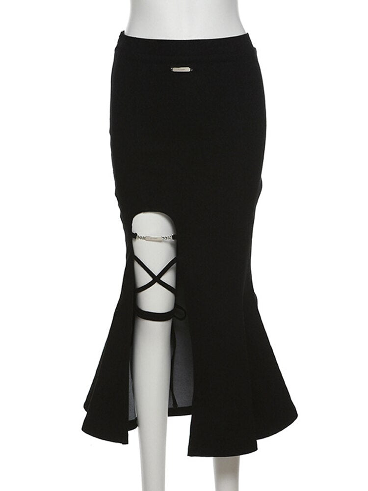 Gothic Slit Mermaid Skirt - Skirts