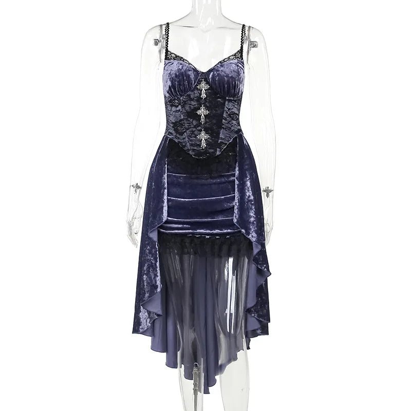 Gothic Velvet A-line Evening Dress -