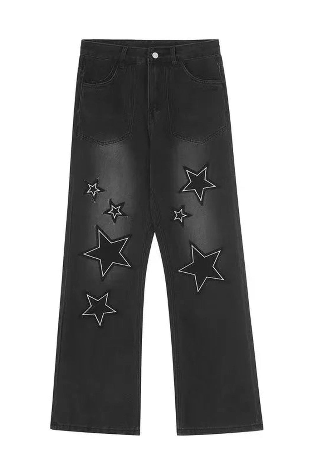 Gradient Star Embroidery Jeans - Jeans