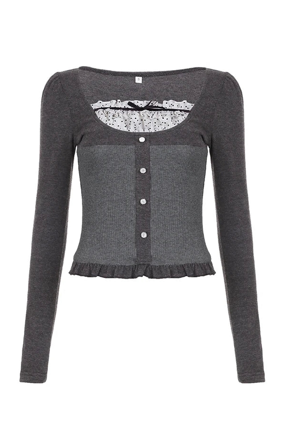 Acubi Graphite Glamour Ruffle Cardigan GRAY Shoptery