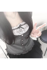 Acubi Graphite Glamour Ruffle Cardigan Shoptery