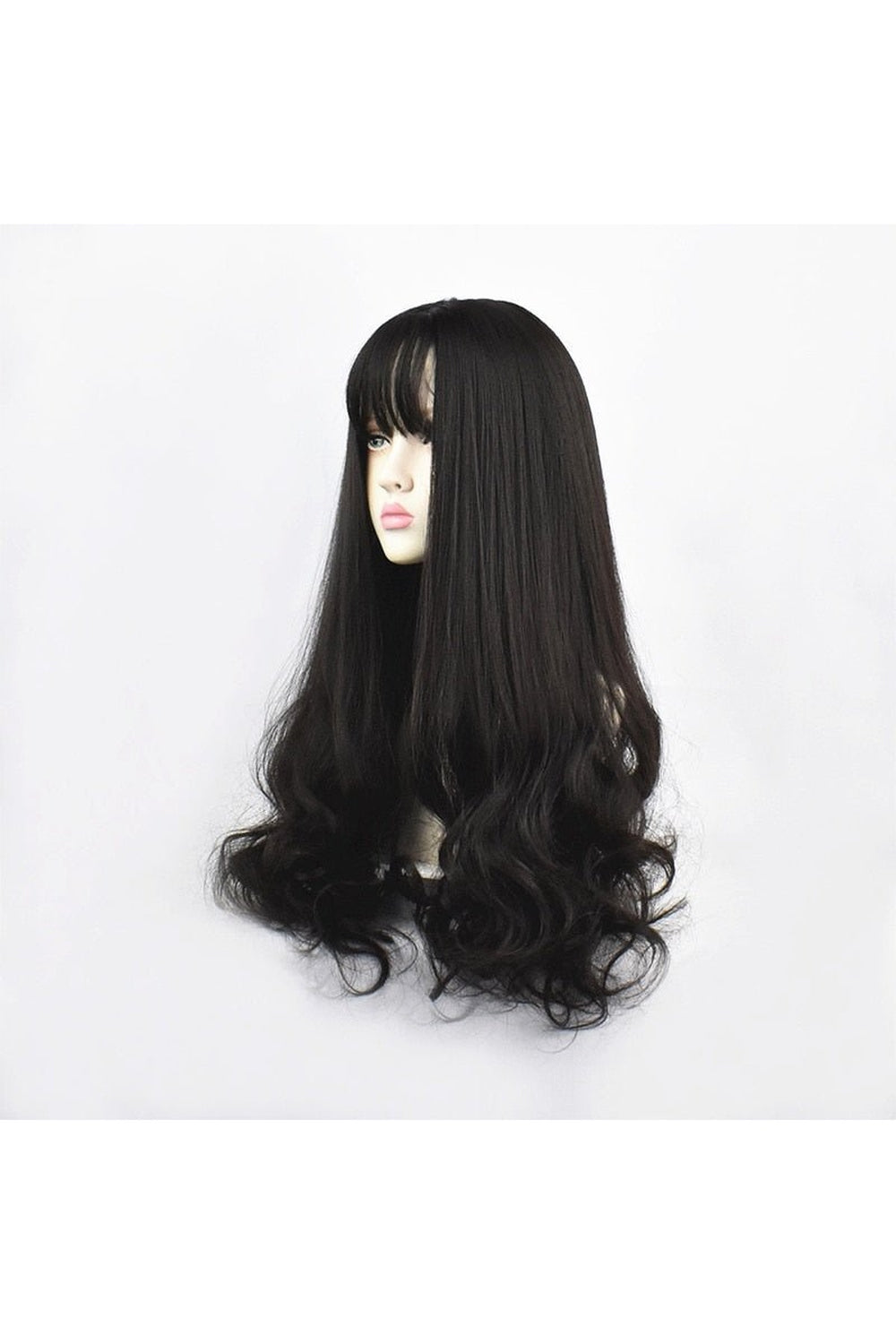 Kawaii Green Black Curly Wig Jet-black 24inches 1 PC Shoptery