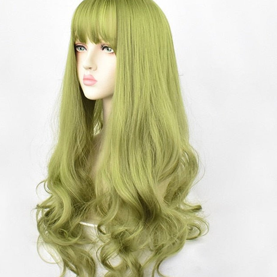 Kawaii Green Black Curly Wig Green 24inches 1 PC Shoptery