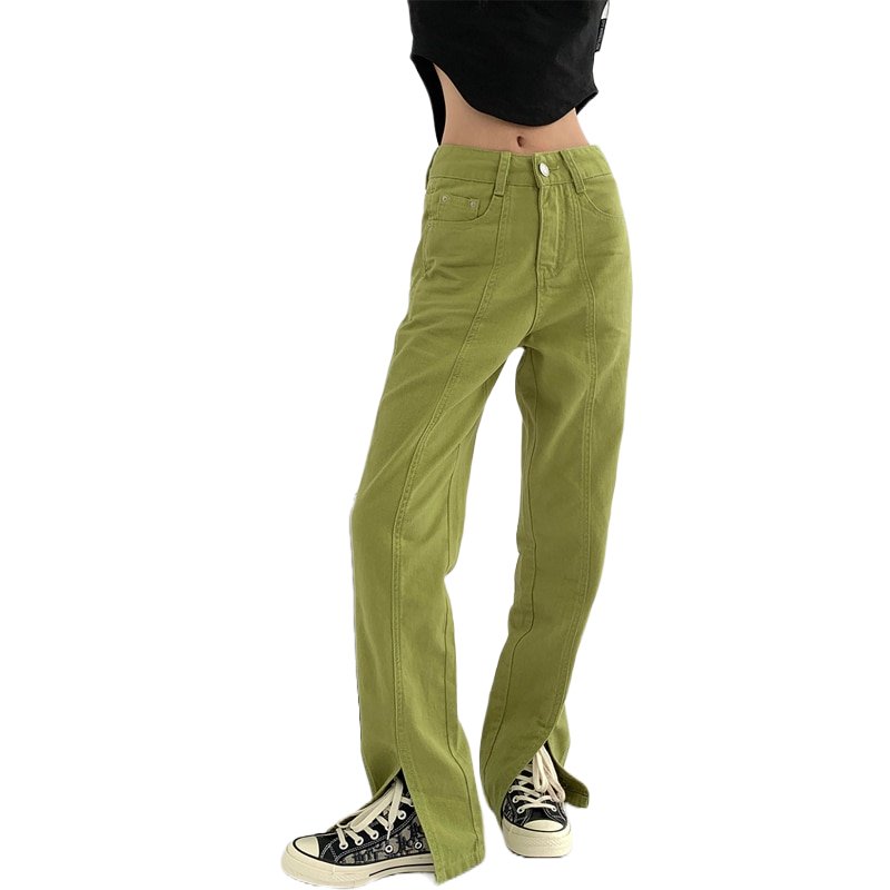 Green Jeans High Waist Denim - Jeans