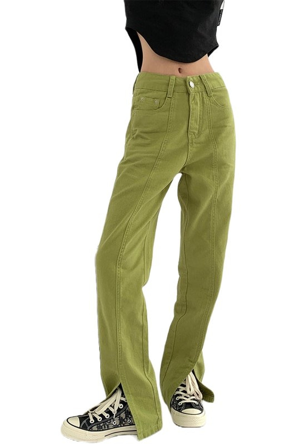 Green Jeans High Waist Denim - Jeans