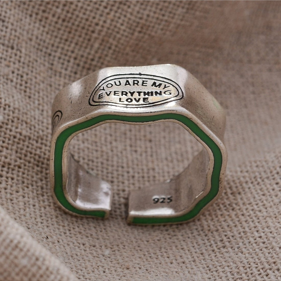 Green Stripe Letter Ring Shoptery
