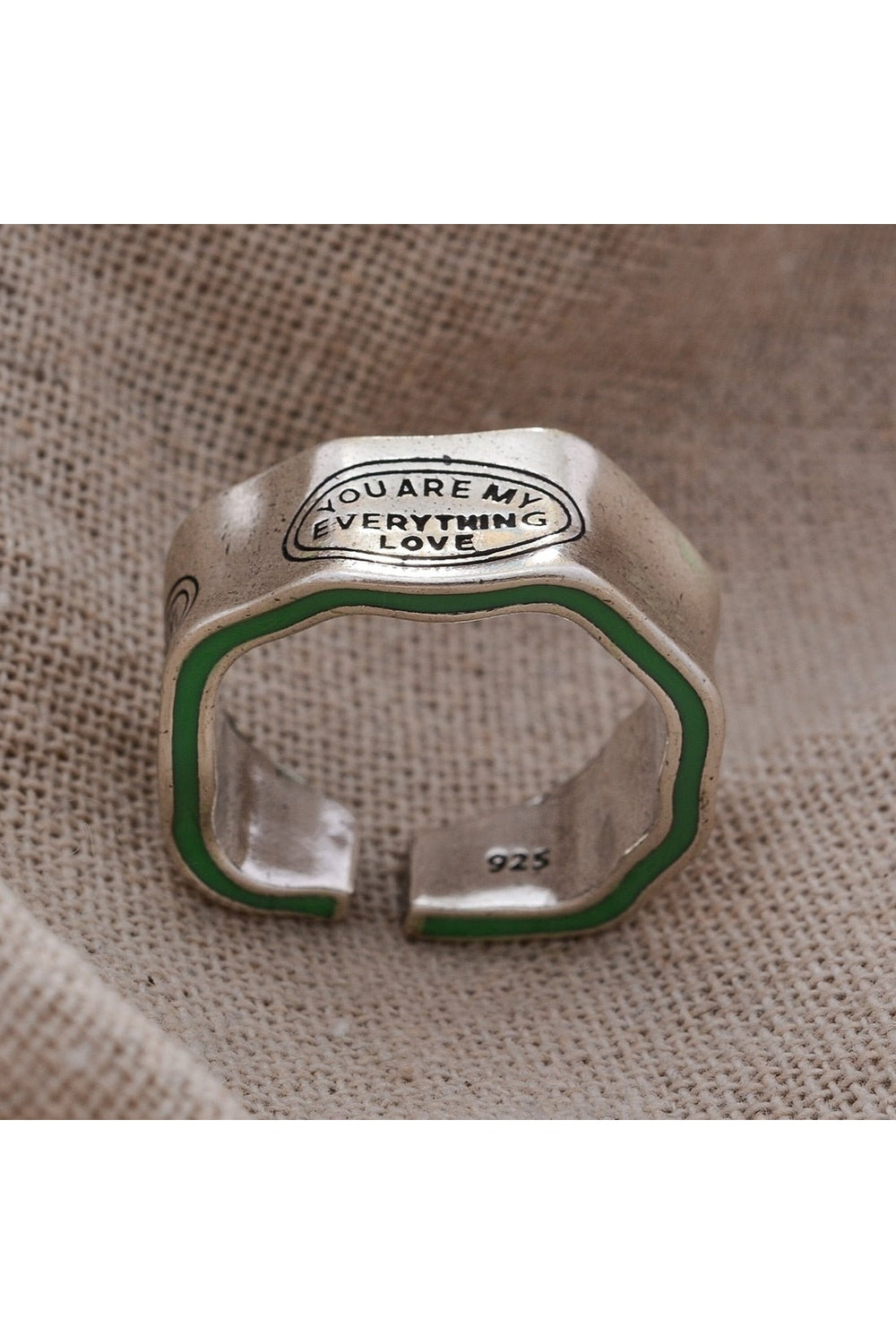 Green Stripe Letter Ring Shoptery