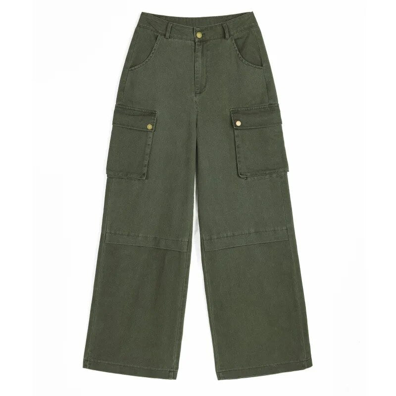 Green Y2K Safari Cargo Pants -