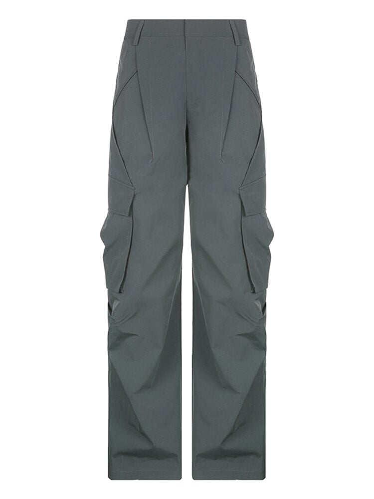 Grey Oversized Cargo Pants - Pants